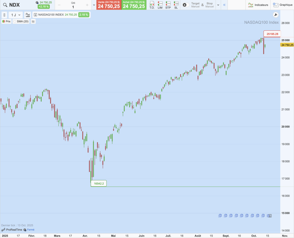Performances du Nasdaq-100 en 2025