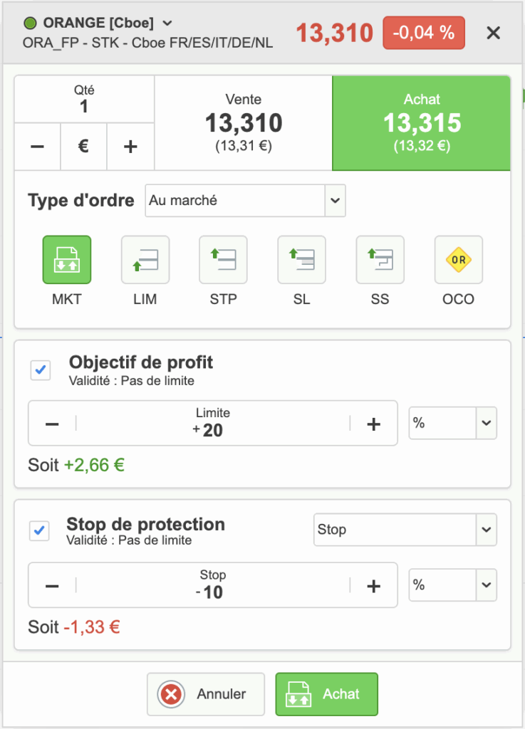 Ordre d’achat Orange